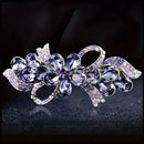 3 PCS Rhinestone Crystal Hair Clips, Silver, Floral Style for Women