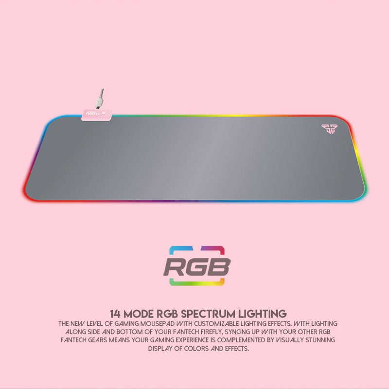 FANTECH MPR800s RGB Gaming Mousepad Large 800x 300mm XXL Backlit PC Desk Mats Waterproof Mouse Keyboard Pink Carpet