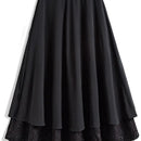 Minimalist Autumn and Winter Bright Silk Plaid Women'sFashion Elegant Mid Length Elastic High Waisted Large Hem A-line Skirt