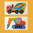 Children 3-6 Years Old Intellectual Development Engineering Traffic Car Wooden Three-Dimensional Jigsaw Mosaic Early Education