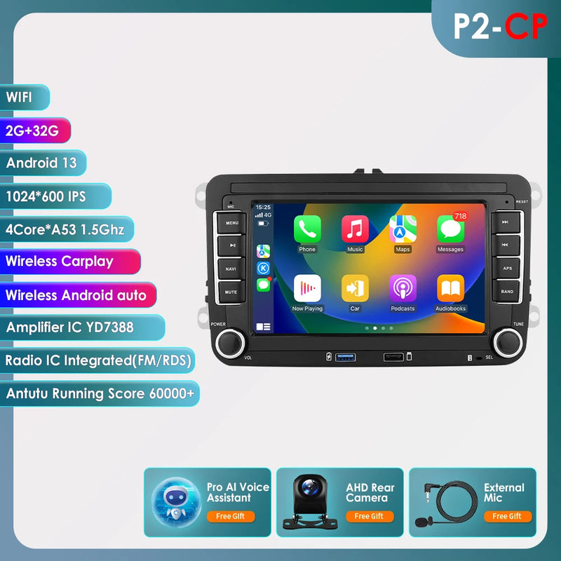 GPS Android 14 Auto Radio for Volkswagen VW Passat B6 B7 T5 Tiguan Touran GOLF POLO Carplay 4G Car Multimedia GPS 2din Autoradio