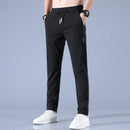Ice Silk Men's Pants 2025 Summer New Black Gray Thin Business Casual Pants Outdoor Elastic Breathable Straight Leg Sweatpants