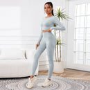 2 Pieces Sets For Women Wash Tie-dye Sports Sets Long Sleeved Round Neck Top Hight Waist Lift Hip Outdoors Leggings Sports Sets