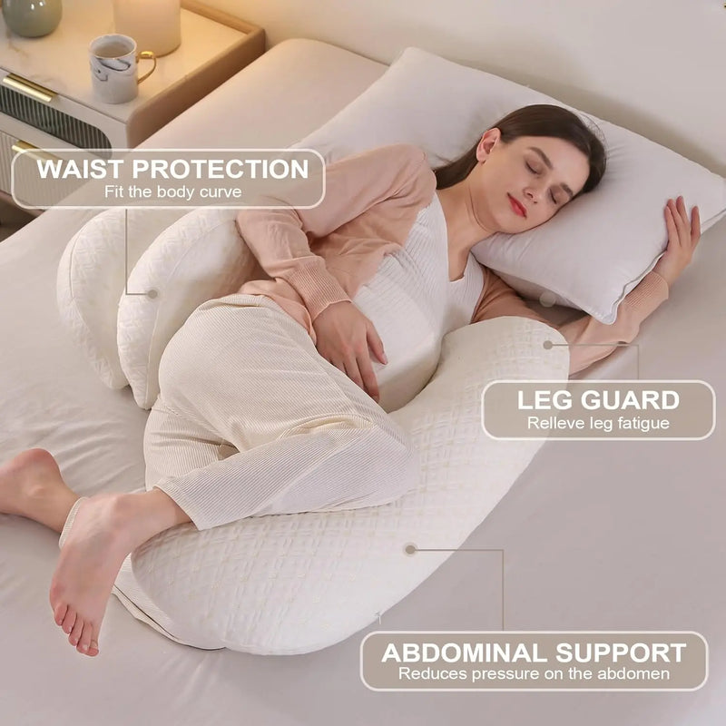Pregnancy Pillow Maternity Pillow for Side Sleeping Soft Pregnancy Body Pillow Maternity Pillow w/ Detachable Adjustable Pillow