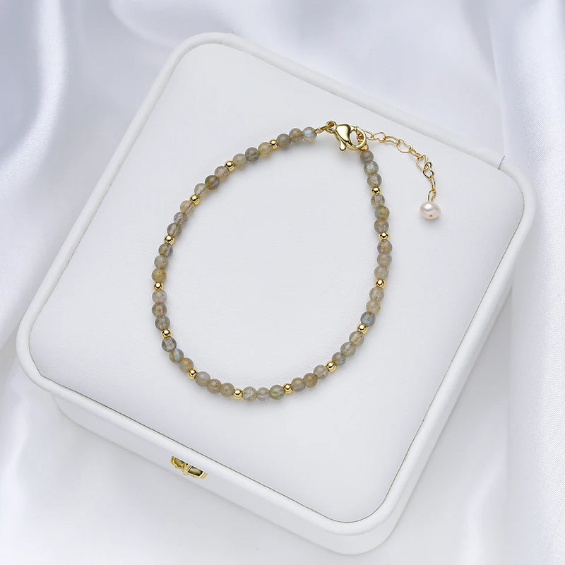 3MM Naturnal Stone Beads Bracelets For Women on Hand Luxury Jewelry Sets  Wholesale Bangle  Party Gift Tourmaline  Handwork