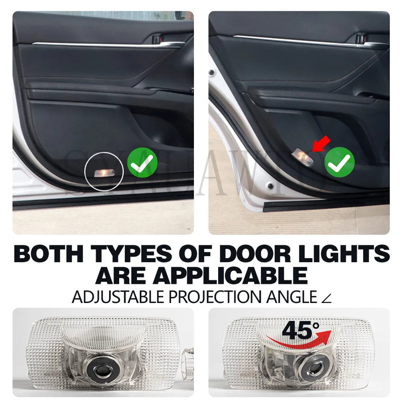 LED Car Welcome Door Light Bulbs Ghost Shadow Lamp Accessories For TOYOTA Prado 150 MARK X Highlander Camry Corolla AVALON Prius