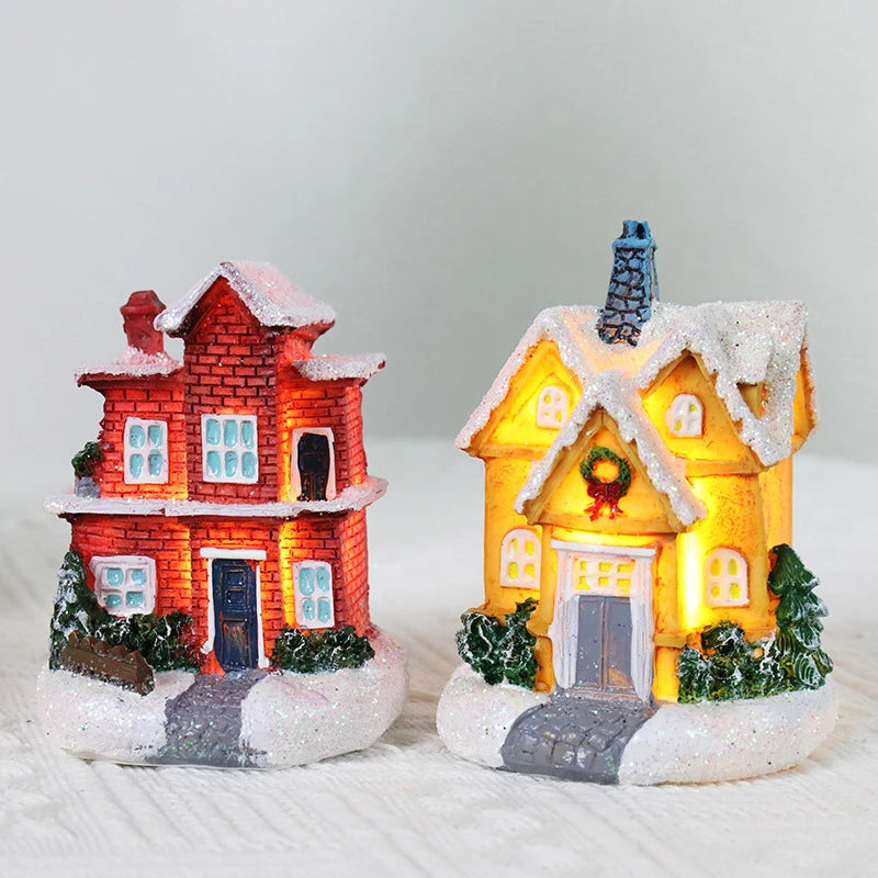 Christmas Luminous Castle House Ornament 2024 New Year Kid Gift Christmas Decoration for Home Xmas Party Tabletop Decor Navidad