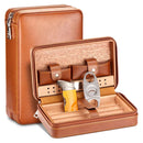 Portable Humidor Cigar Box Travel Cigar Case Leather Cedar Wood Cigar Humidor Box W/ or W/O Cutter Lighter Puro Set Accessories