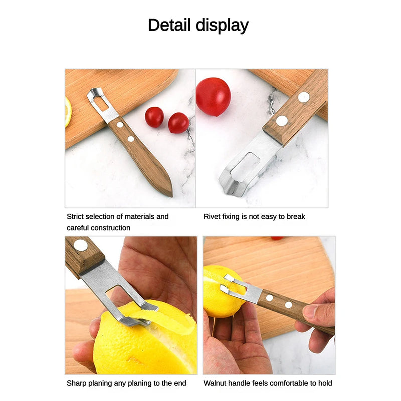 Steel Stainless Fruit Peeler Vegetable Peeler Lemon Zester Shredder Wooden Handle Slicer Julienne Butter Kitchen Gadgets Tools