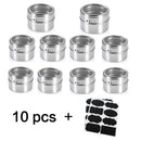Magnetic Spice Jar Stainless Steel Seasoning Pot Set Household Condiment Bottle Storage Tank Rack with Stickers Kitchen Tools