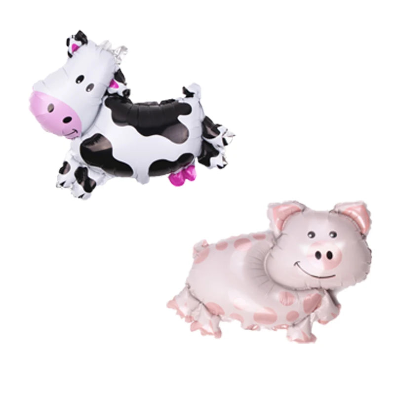 Farm Animal Theme Birthday Party Decorations Ranch Event Suppplies Cow Chicken Disposable Tableware Latex Aluminum Foil Balloon