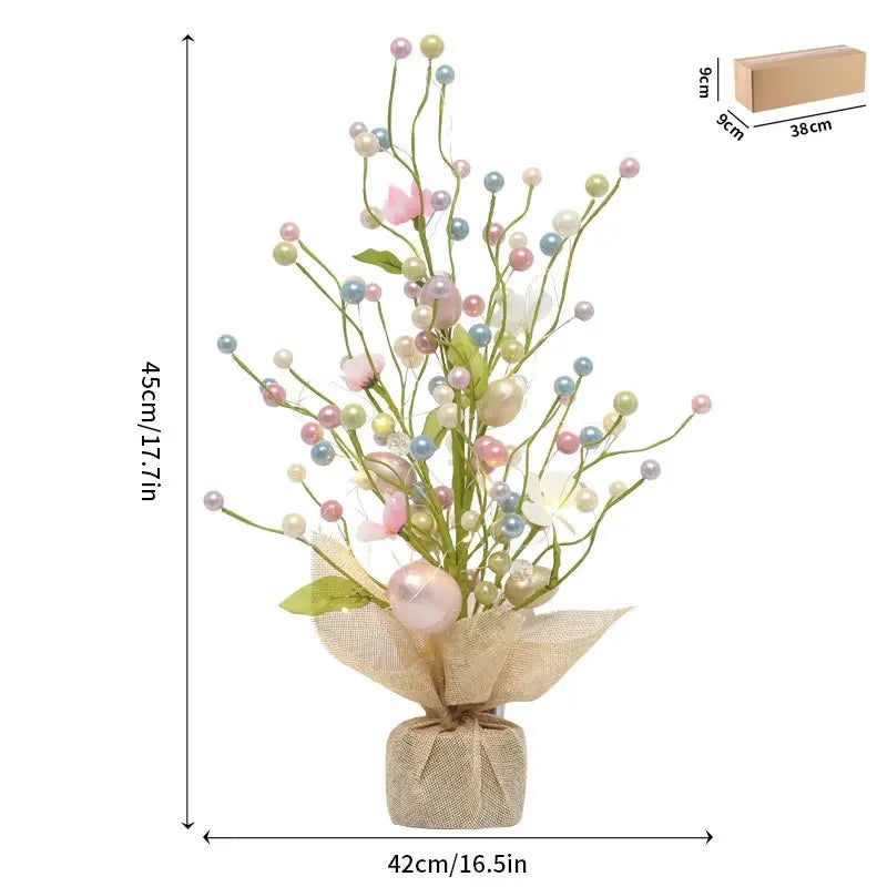LED Light Easter Decoration Easter Egg Tree with Lamp Home Desktop Window Ornament  Kit Toy Table Living Room Party Decor 2024