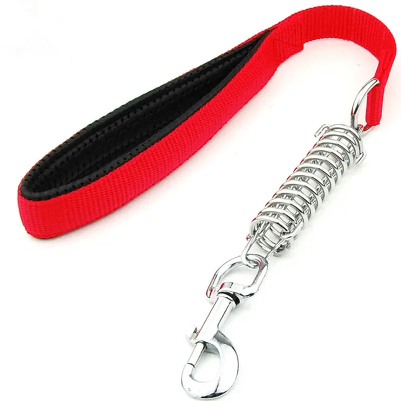 Dog Leash Spring Short Dogs Leash PU Leather Leashes for Large Dogs Walking Nylon Rope Durable Dog Leashes Chew Proof Pet Chain