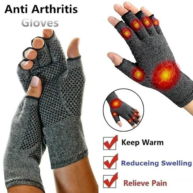 1Pair Winter Compression Arthritis Gloves Rehabilitation Fingerless Gloves Anti Arthritis Therapy Gloves Wrist Support Wristband
