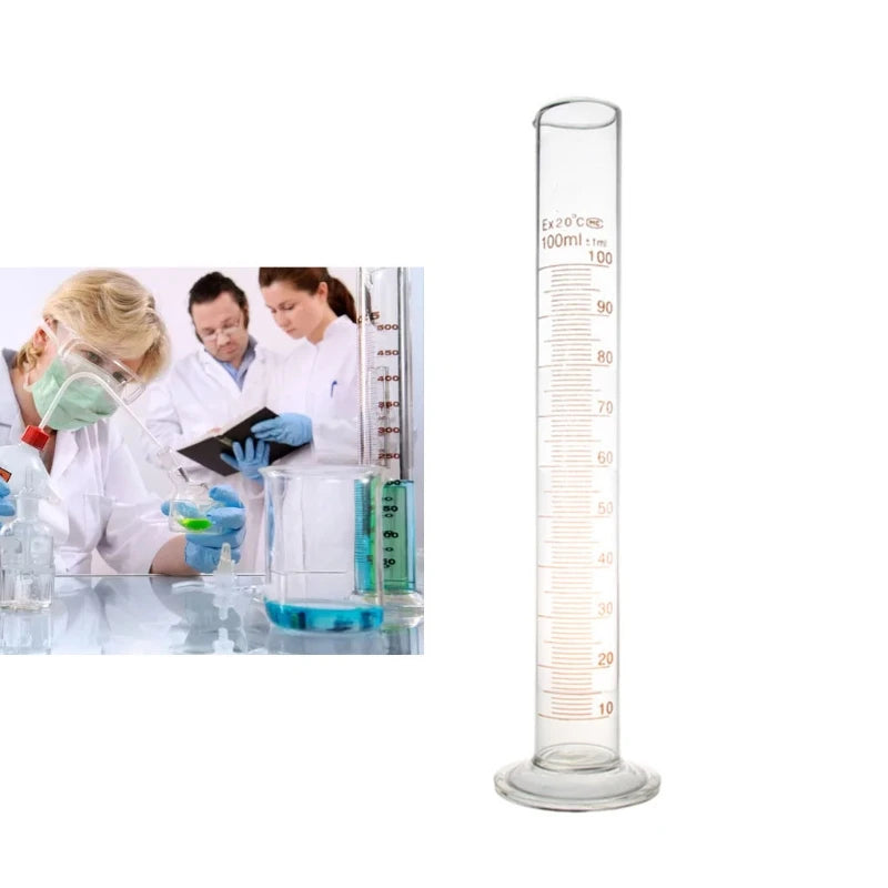 Thick Glass Graduated Measuring Cylinder 100 Single Metric Scale Chemistry Lab Spout Measure