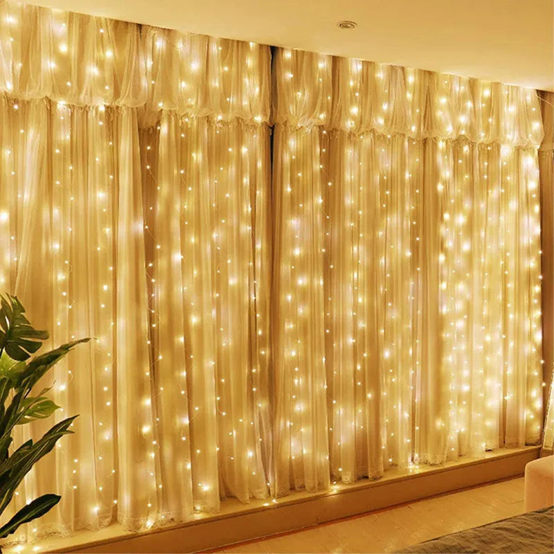 USB LED Curtain String Light Christmas Window Decor Wire Fairy Light 8 Modes Remote Control For Wedding Holiday Party Lighting