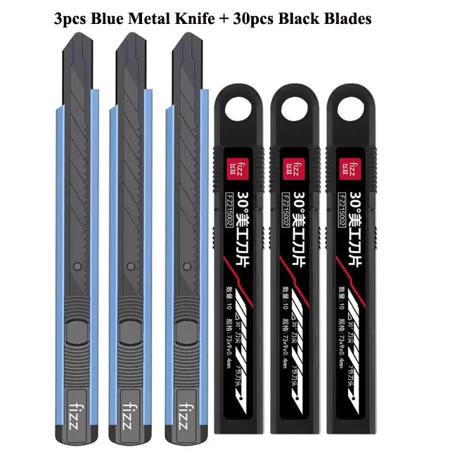 Fizz Metal Utility Knife Blade Paper Cutter Aluminum Alloy Pocket Knifes with Self-Locking Design Stationery Supplies