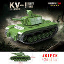 Military World War Russian T-34 KV-1 Heavy Tank Building Blocks WW2 American M4A3 Sherman Stuart Tank Technical Bricks Kids Toys