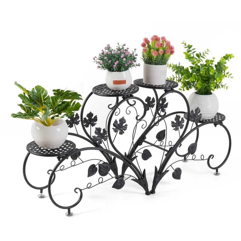 2 PCS Metal Plant Stand Heart-shape Flower Pot Display Holder Garden Support