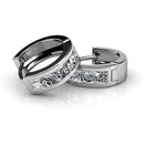 Huitan Fashion Versatile Women Hoop Earrings with Half Circle Cubic Zirconia Exquisite Gift Temperament Female Earrings Jewelry