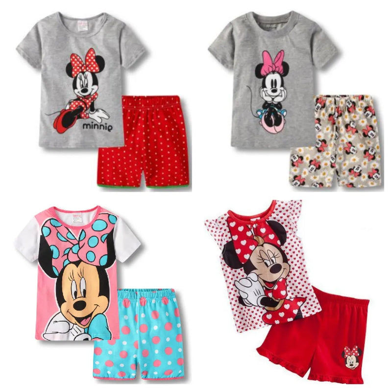 New Kids Short Sleeved Suit Toddler Costume Minnie Clothes Baby Boys Pajamas Set girl Children Tshirt Shorts Set