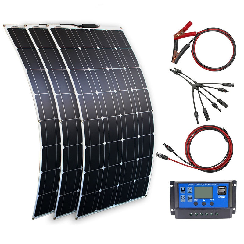 DGSUNLIGHT 100w 200w 12v portable Solar Panel Flexible 16V 800W plate CELLS Monocrystalline silicon