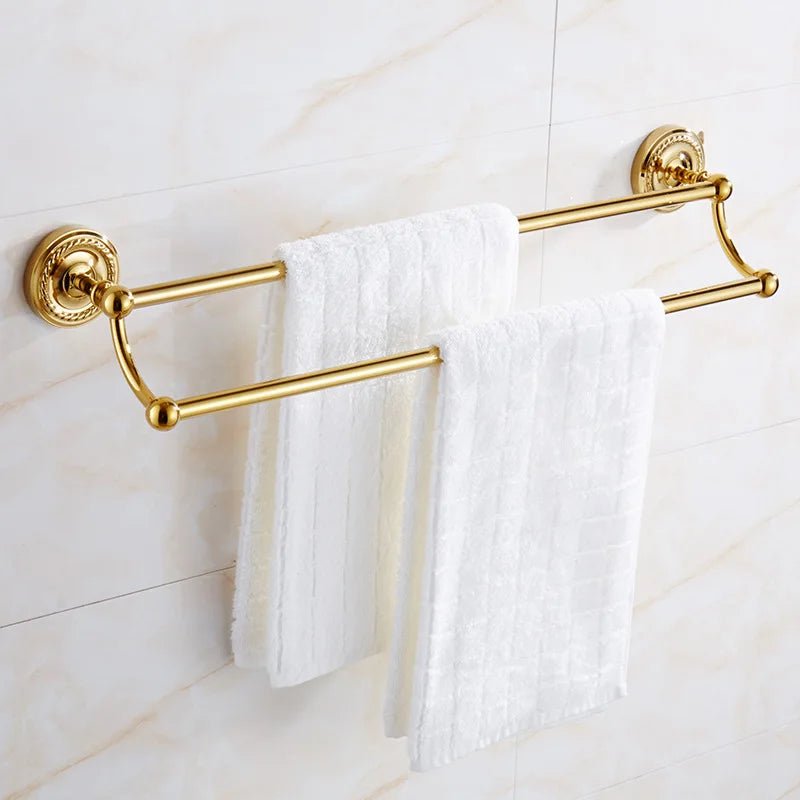 Gold Bath hardware Set Bathroom Accessories Shelf Soap Dish Toilet Paper Holder Soap Dispenser Robe Hook ELM53G