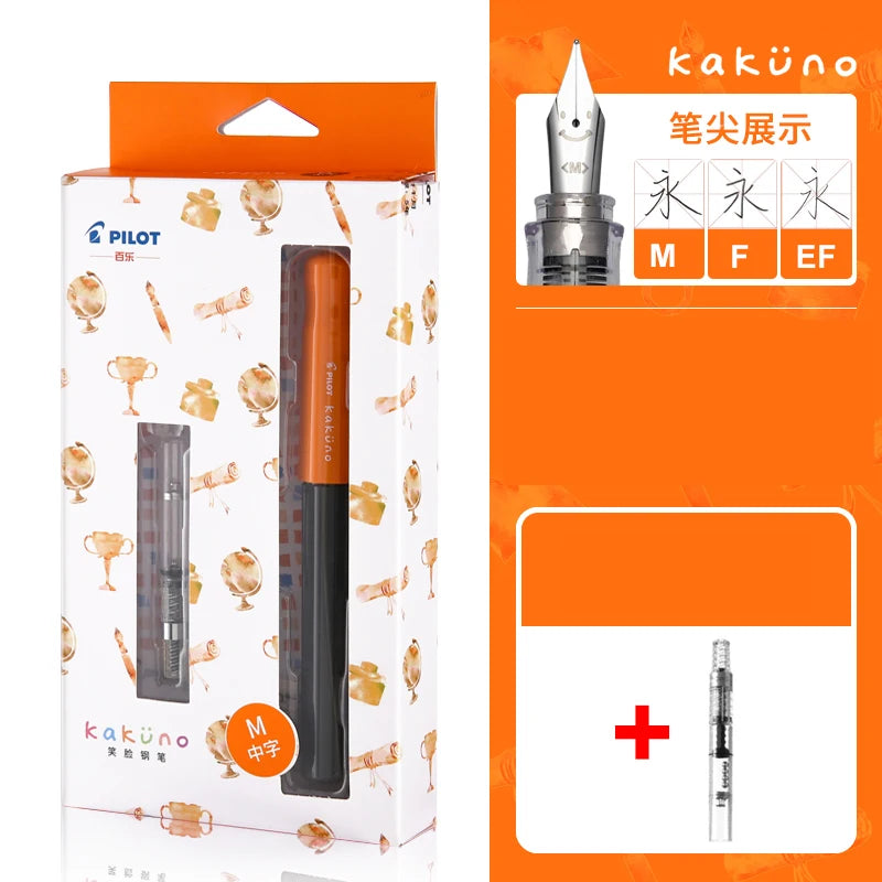 PILOT KaKuno Smile Face Fountain Pen FKA-1SR Replaceable Ink Bag Writing Smooth Stationery School Supplies Office Gift Box