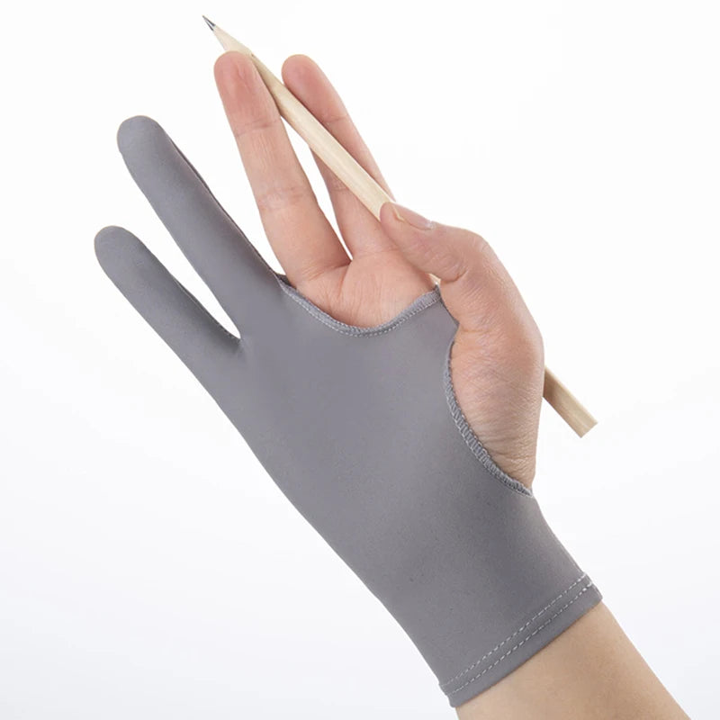 1PC Artist Drawing Glove For Any Graphics Drawing Tablet Black 2 Finger Anti-fouling Both For Right And Left Hand Black