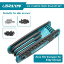 Libraton 8 in 1 Tamper Proof Star Key Set (Folding) Security Torx Key Set Sizes Include T-9 to T-40, CR-V Steel Metric