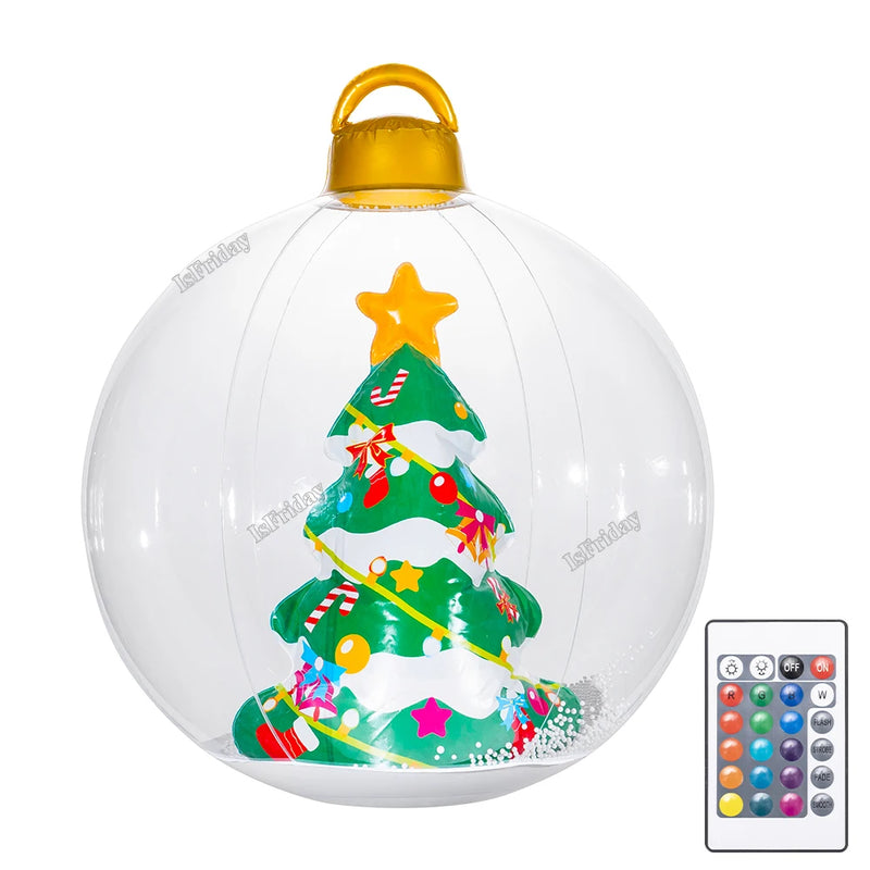 60cm Giant Luminous Inflatable Christmas Balls With Lights Pvc Outdoor Xmas Inflatable Decor Ball Holiday Yard Lawn Porch Decor