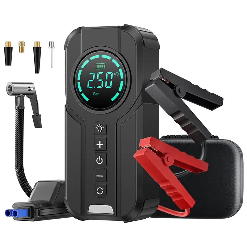 4 In 1 Car Jump Starter Power Bank Air Compressor Inflator Pump 1000A Portable Power Station 8400mAh Car Battery Charger Booster