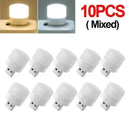 1-20Pcs Mini USB Night Light Warm White Eye Protection Book Reading Light USB Plug Computer Mobile Power Charging LED Night Lamp