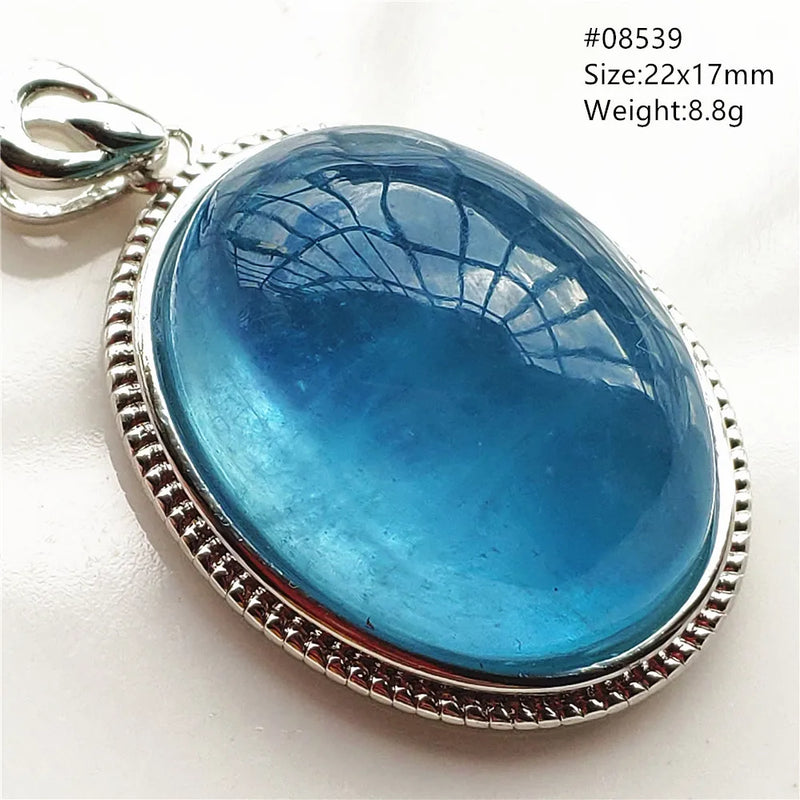 Natural Blue Aquamarine Gemstone Pendant 925 Sterling Silver Oval Ice Aquamarine Women Men Fashion Water Drop Jewelry AAAAAA