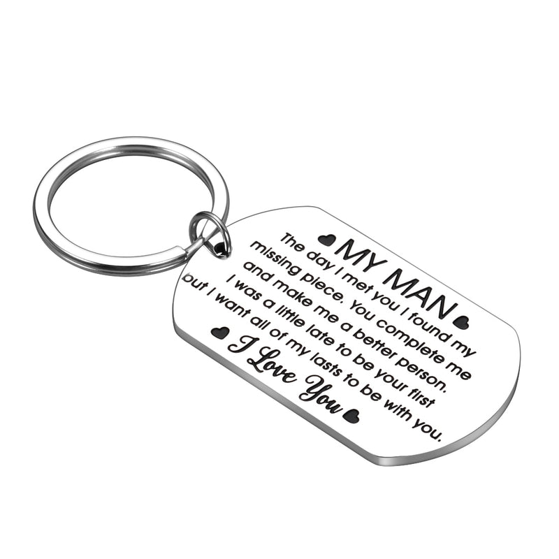 Birthday Valentine Day Keychain Gifts For Boyfriend Husband My Man I love you Couples Keyring for Man Wedding Gifts Key Chains