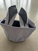 Personalized Seersucker Easter Basket with Gingham Floppy Bunny Ears, Embroidered Canvas Seersucker Easter Baskets for Kids Gift