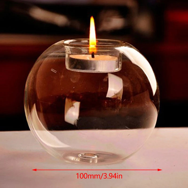 Transparent Glass Candle Holder Wedding Dinner Table Decoration Bar Party Christmas Candlestick Rustic Round Glass Candlestick