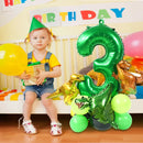 19PCS/PACK 32 inch Green Digital Dinosaur Aluminum Film Balloon Set Forest Theme Party Decoration Balloon