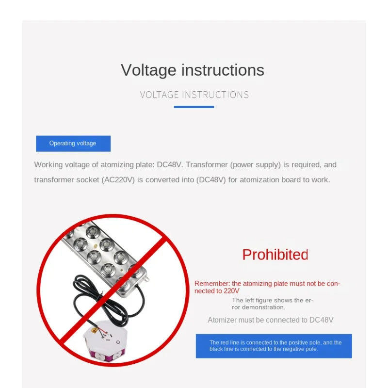 DC48V Ultrasonic Industrial Humidifier 10/12 Head Fog Sprayer Fogger Mist Maker Greenhouse Fog Generator Without Power Supply
