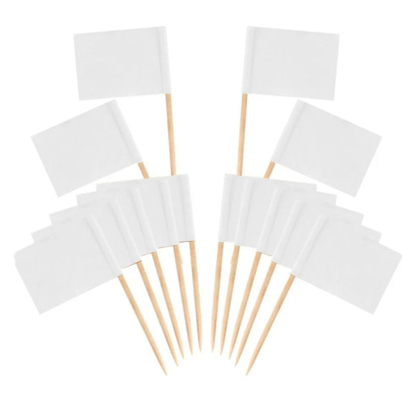 100pcs Blank Toothpick Flags Mini Labels Cheese Marker Picks Cupcake