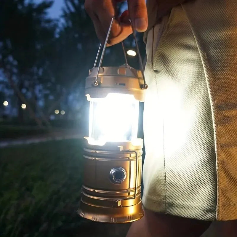 1pc Solar Rechargeable Lantern Outdoor Camping Lamp Solar Multifunctional Household Portable Strong Light Emergency Lantern