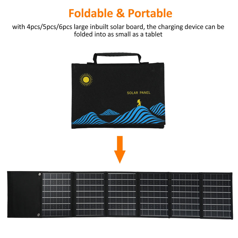 6-Fold 50W Solar Panel Folding Bag Dual USB+DC Output Solar Charger Foldable Solar Charging Device Outdoor Portable Power Supply