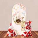 First Holy Communion Arch Backdrop Cover Wood Cross Baptism Boy Girl Boho Blue Cyan Flowers Party Decor Gold Bless Background