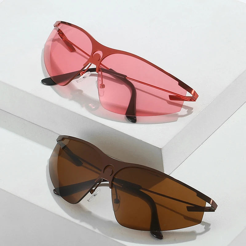 Futuristic y2k Women's Sunglasses Luxury 2023 Vintage Red Punk 2000'S Cool Girl Sunglasses One Piece Goggles Eyewear Unisex