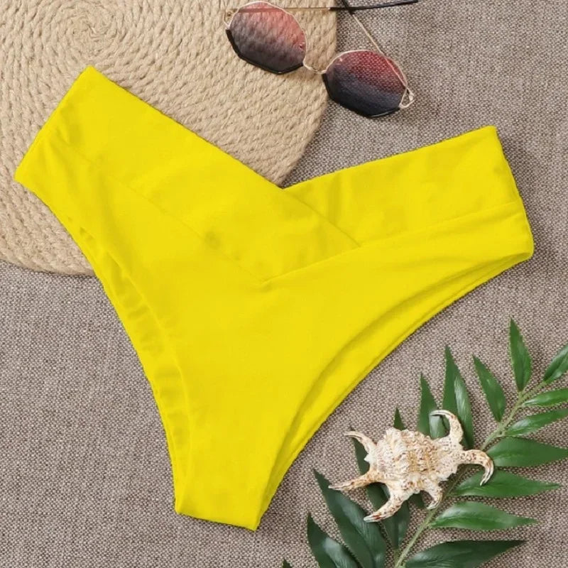 Sexy V Cheeky Women's Bikini Thong Bottom Brazilian Semi Swimwear Beachwear Bathing Balck Sexy Ladies Females Swimming