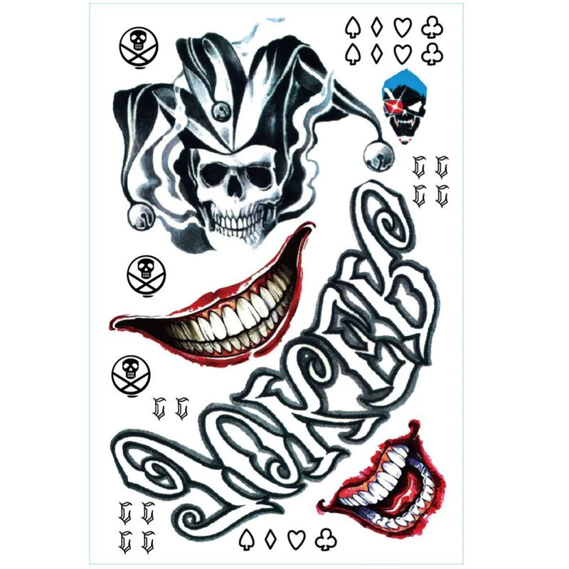 Halloween Tattoos Stickers Horror Makeup Joker Smile Stickers For Halloween Decoration Haunted House Cosplay Props Costume