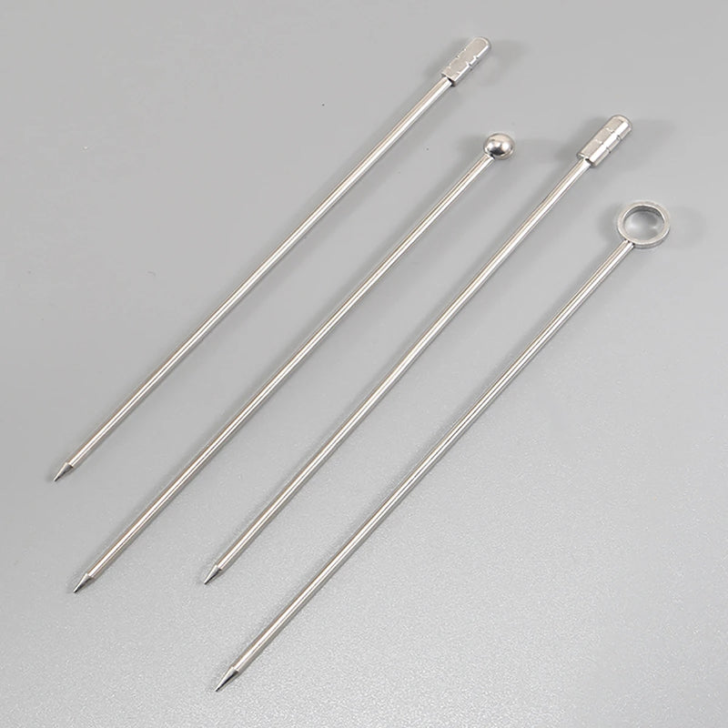 4 cocktail picks, stainless steel polished metal creative salad fruit picks, snow Geometric Skull Christmas kitchen tools