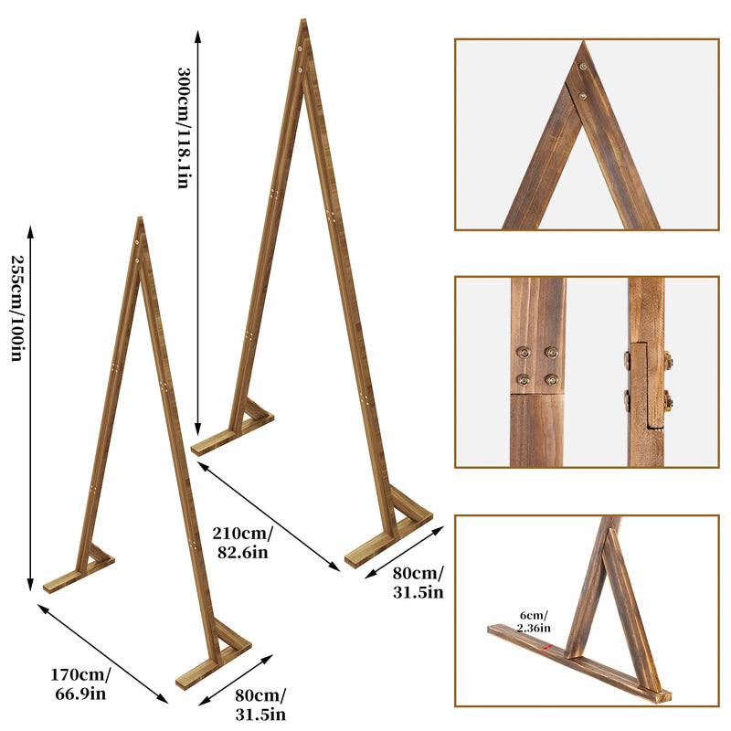 2 Pack Wooden Wedding Arch Stand Triangle Arbor Frame Backdrop Balloon Archway Stand