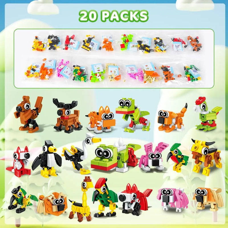 HOGOKIDS Party Favors- 20 Pack Animals Building Block  Easter Gift Goodie Bags Stocking Stuffer Prizes Xmas Birthday Gift for6+