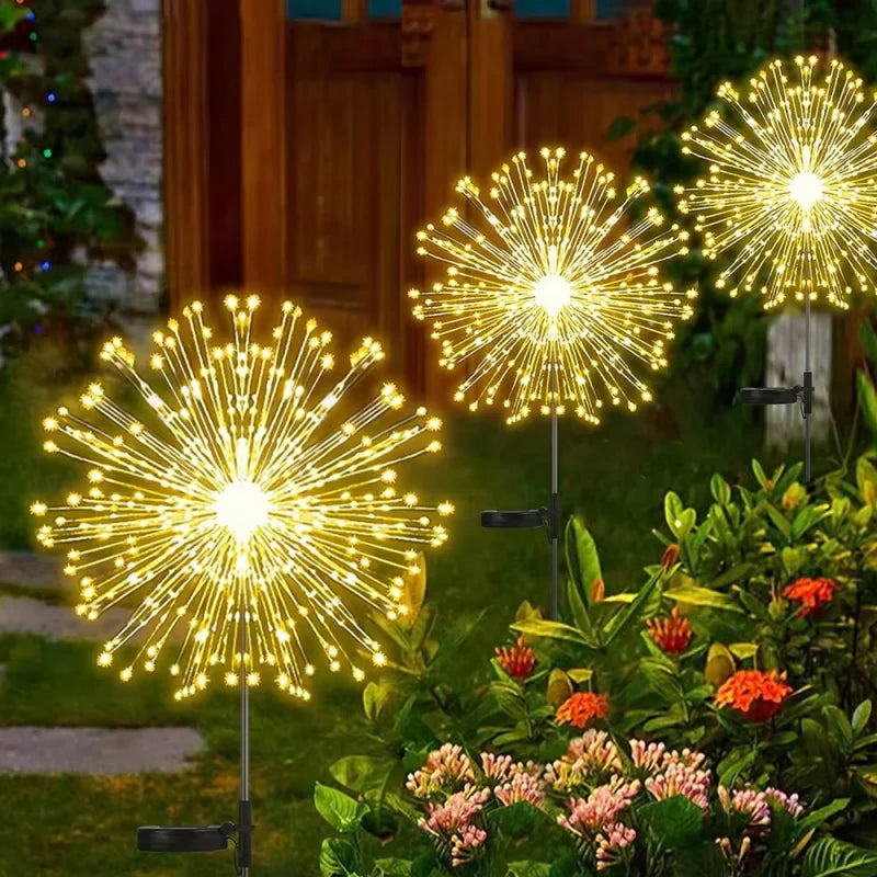 Solar Firework Lights Outdoor IP65 Waterproof Solar 8 Lighting Modes Fairy String Light Christmas Lighting Garden Decoration